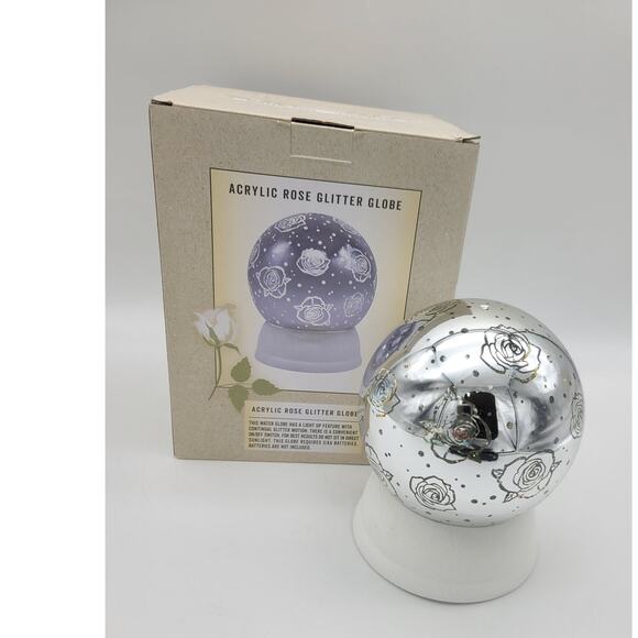 NIB Cracker Barrel Acrylic Rose Glitter Mirror Globe LED 6" T - Picture 1 of 6